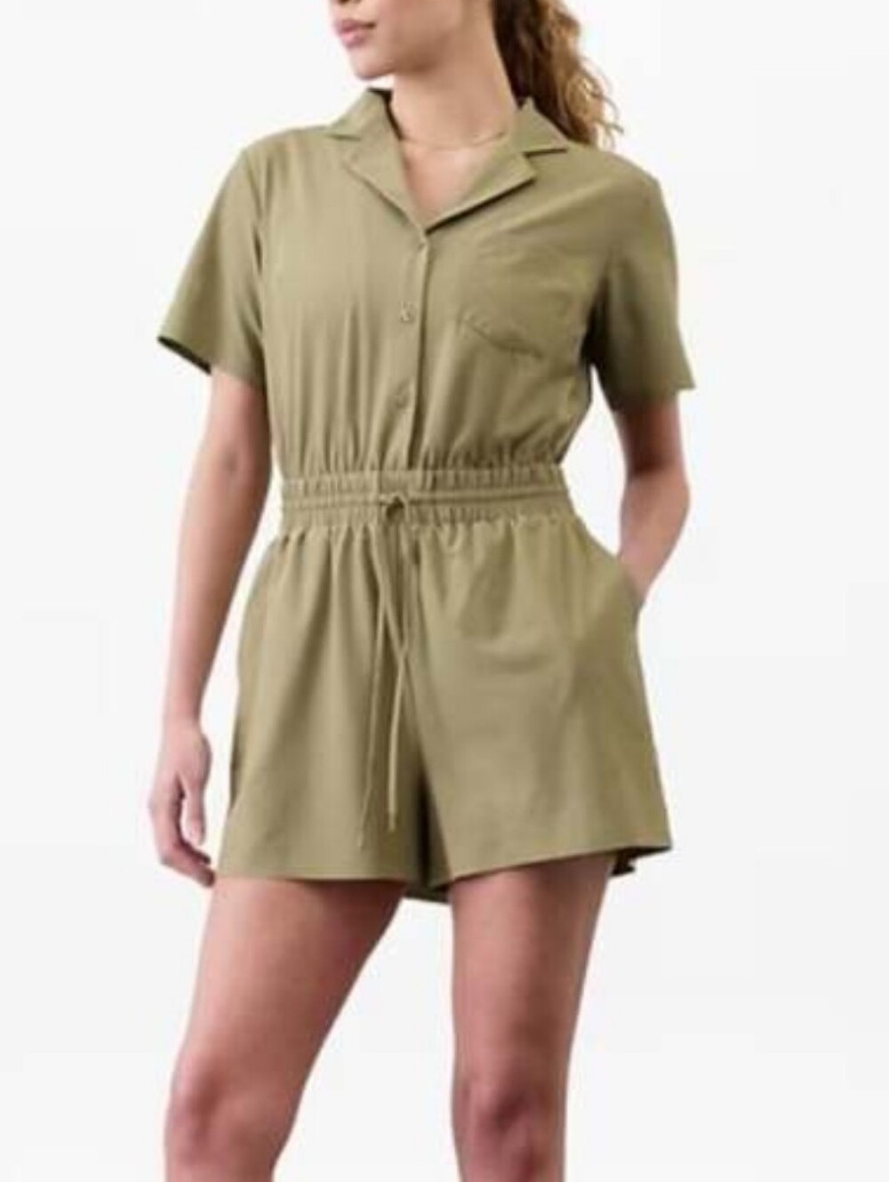 Athleta Avenue Romper Olive Branch NWT